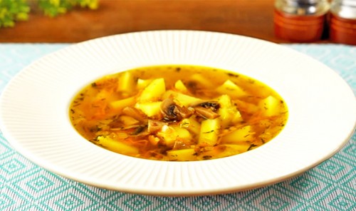 Суп с гречкой и грибами