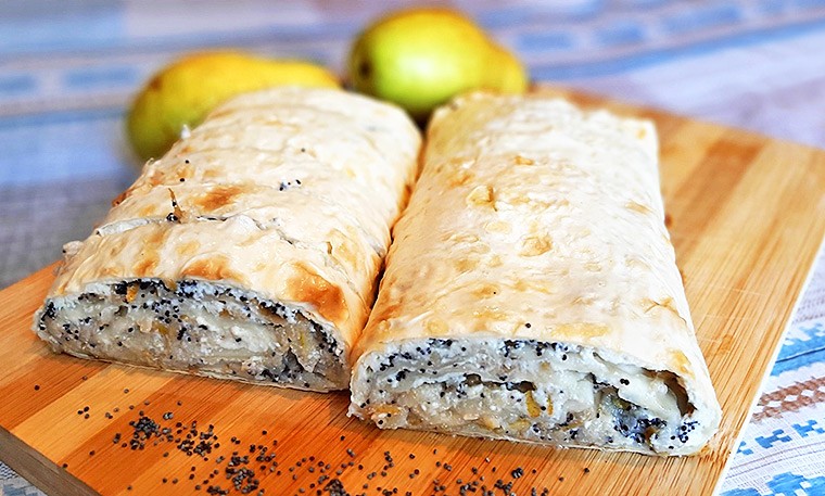 Рулет из лаваша с творогом, грушами и маком Рецепты на