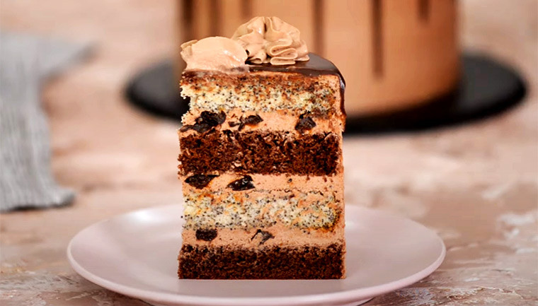 Шоколадный торт с маком и черносливом