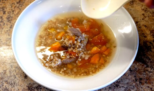 Сытный гречневый суп в мультиварке