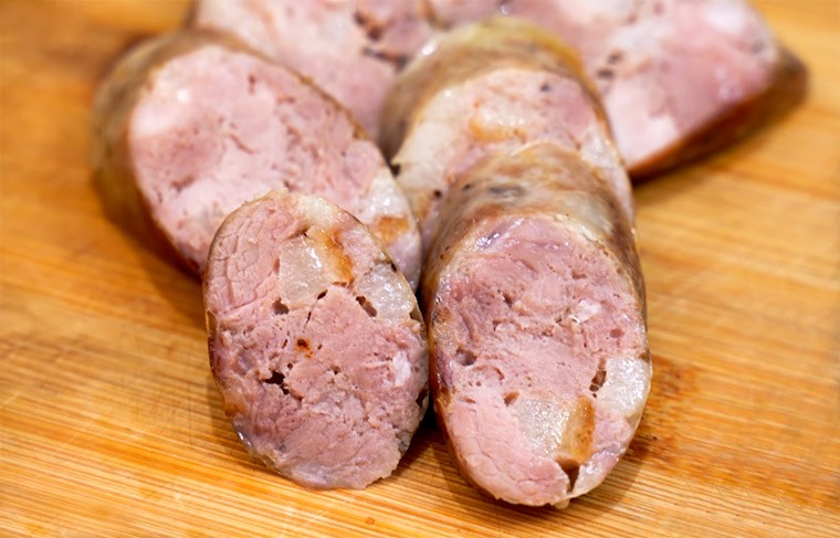 Домашняя колбаса из свинины и говядины в кишках рецепт с фото