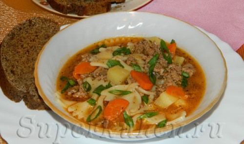 Итальянский суп с фаршем и пастой